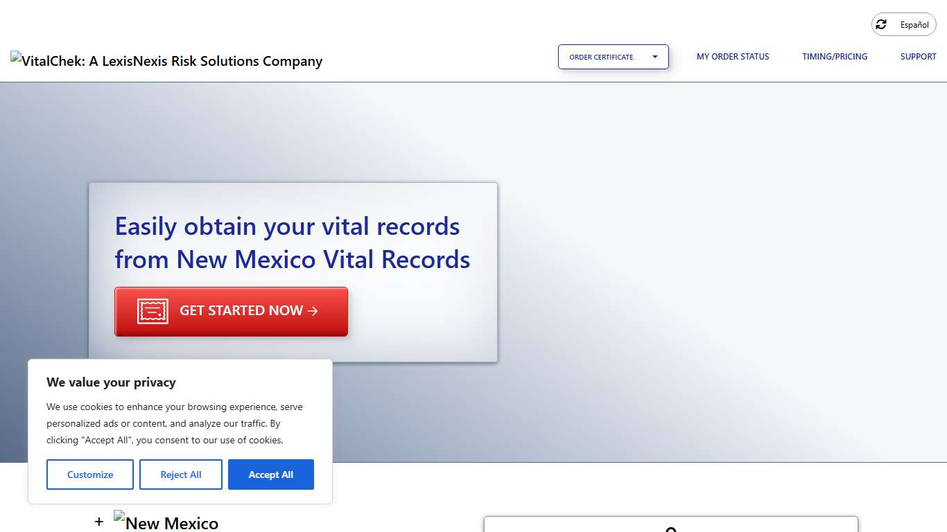 New Mexico Vital Records (NM) Order Certificates - VitalChek